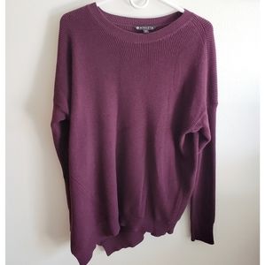 Athleta Jewel Neck Rib Knit Maroon Sweater